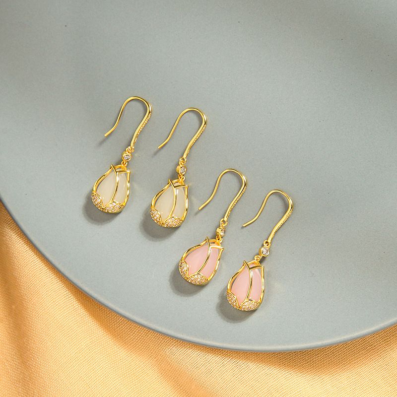 Korean Creative Copper Earrings Wild Diamond Earrings Simple Flowers Earrings Wholesale Nihaojewelry