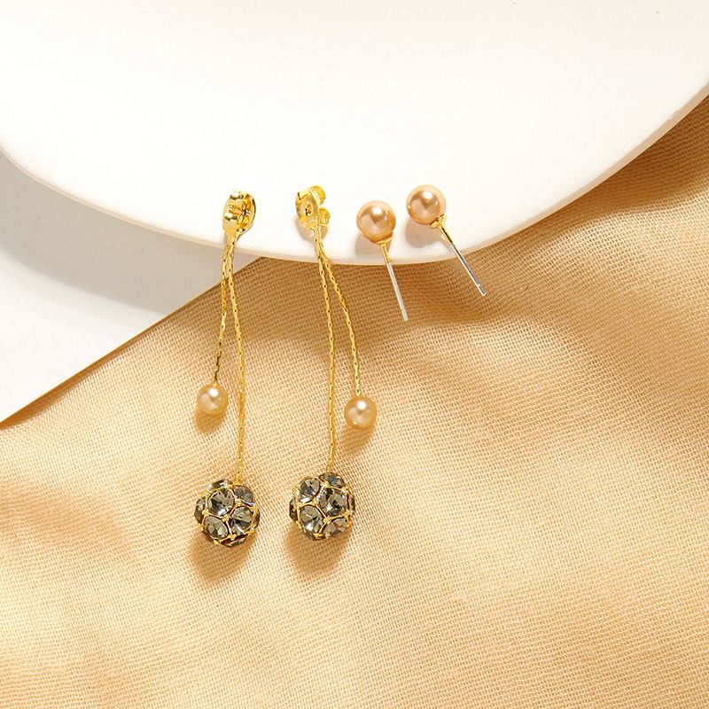 Fashion Wild Pearl Earrings Diamond Copper Ball Earrings Long Section Super Fairy Tassel Earrings Wholesale Nihaojewelry