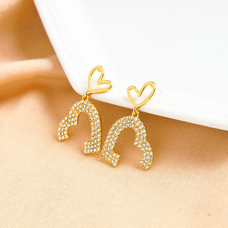 Fashion 925 Silver Pin Earrings Creative Design Wild Diamond Earrings Love Earrings Wholesale Nihaojewelry