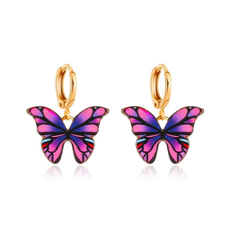 New Earrings Creative Street Shooting Color Butterfly Earrings Ladies Dream Butterfly Earrings Wholesale Nihaojewelry