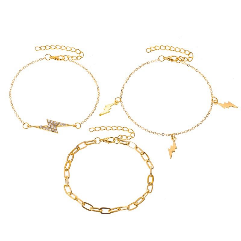 Nouveau Bracelet 3 Pièces Ensemble À La Mode Diamant Incrusté Éclair Pendentif Bracelet De Mode Bracelet Costume En Gros Nihaojewelry