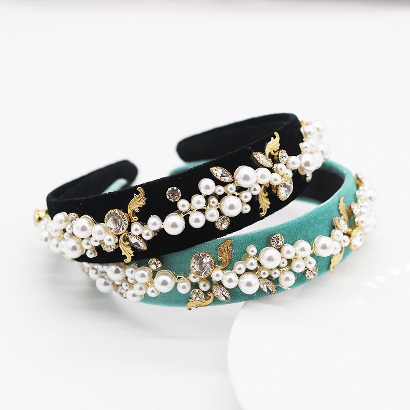New Fashion Simple Style Pearl Diamond Velvet Narrow Side Travel Hair Accessories Wholesale Nihaojewelry