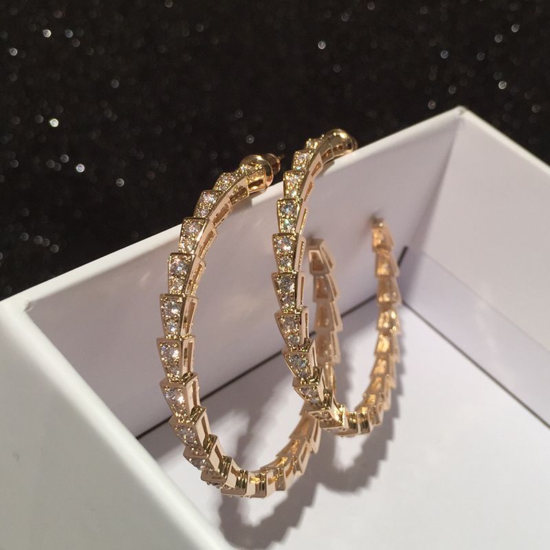 Snake-shaped Hoop Earrings Micro-inlay New S925 Silver Needle Hoop Earrings Wholesale Nihaojewelry