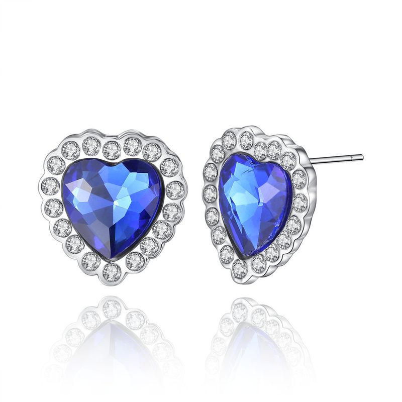 Hot Selling Classic Ocean Heart Crystal Earrings Wholesale Nihaojewelry