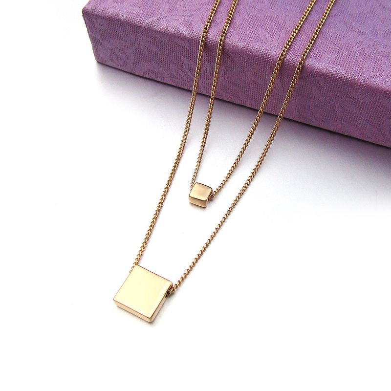 New Fashion Geometric Double Chain Pendant Simple Square Women's Necklace Clavicle Chain Jewelry Wholesale Nihaojewelry