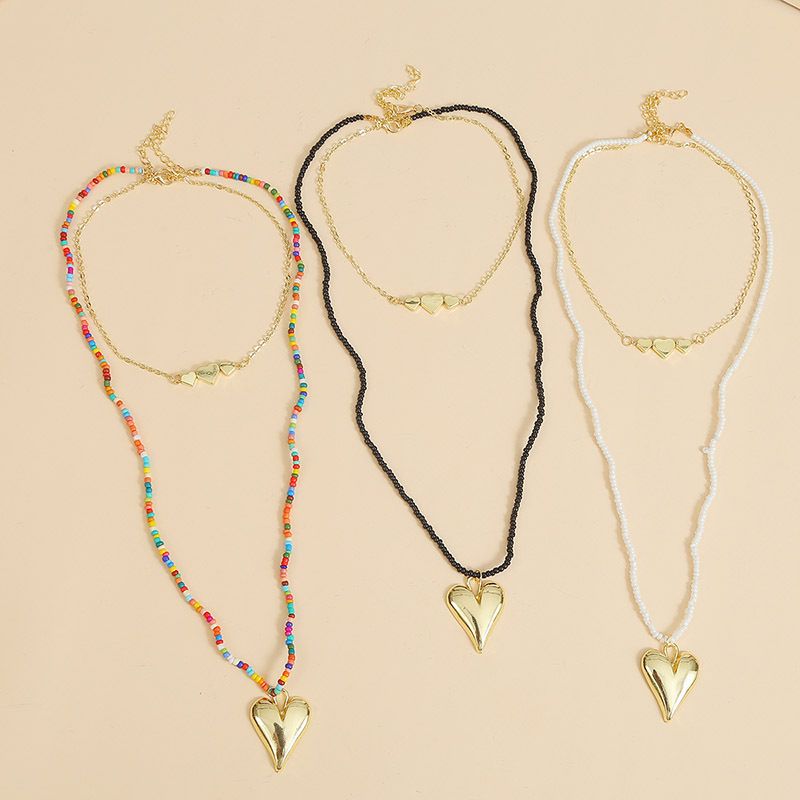 Bohemian Long Love Bead Multi-layer Necklace Creative Handmade Beaded Color Pendant Jewelry Wholesale Nihaojewelry