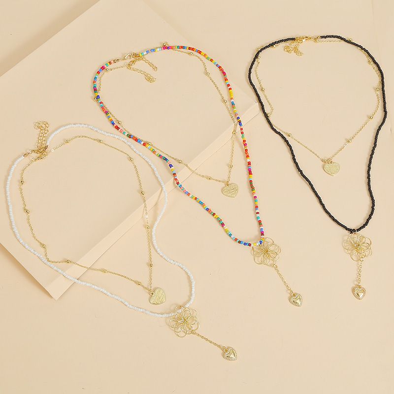 Long Flower Bohemian Multi-layer Necklace Creative Handmade Two Suit Pendant Jewelry Wholesale Nihaojewelry