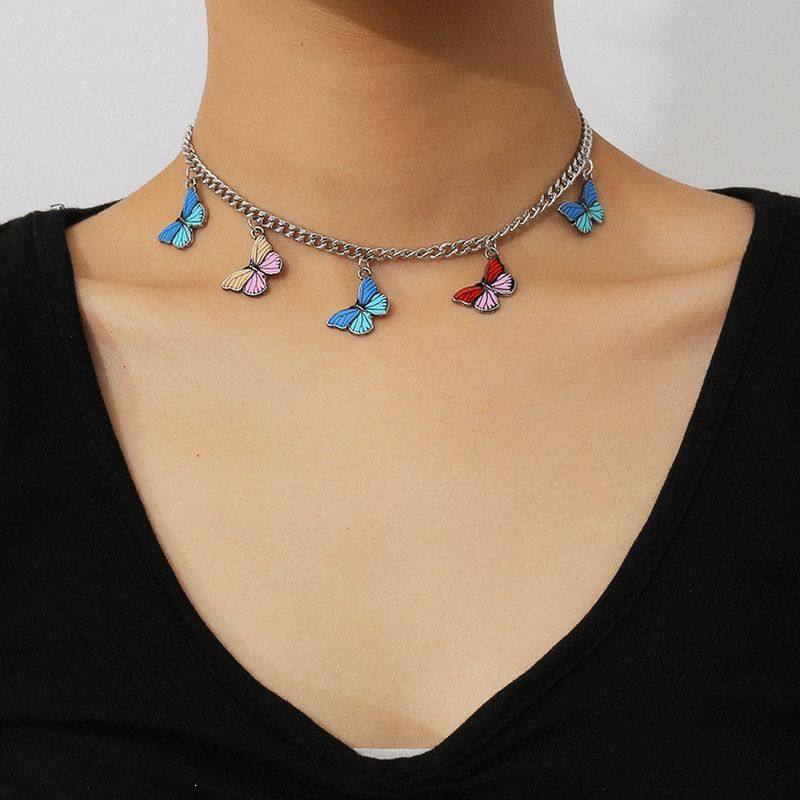 Großhandel Schmuck Mode Schmetterling Legierung Eisen Überzug Halskette