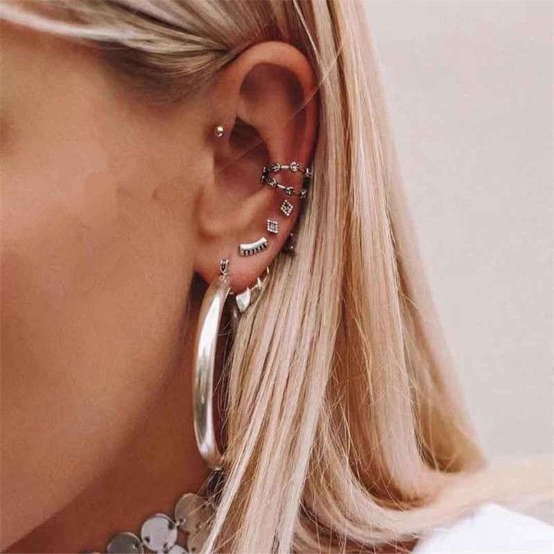 Korea Diamond Ball Earrings Diamond-set Diamond Ear Clips Trendy Fashion Silver Suit Earrings Wholesale Nihaojewelry