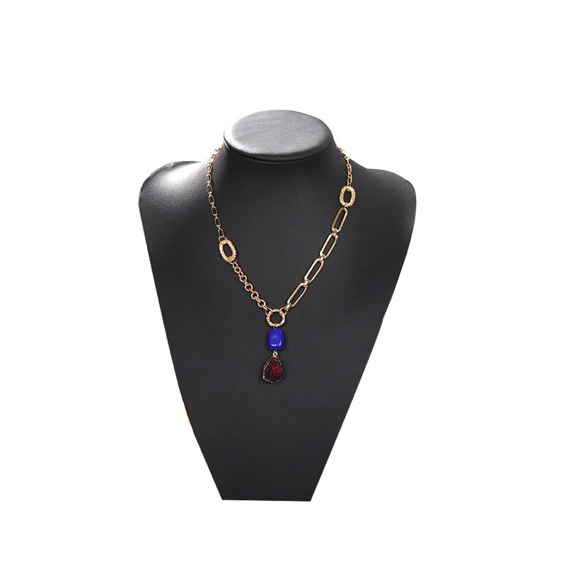 Creative Water Drop Stone Pendant Necklace Fashion Irregular Chain Geometric Accessories Wholesale Nihaojewelry