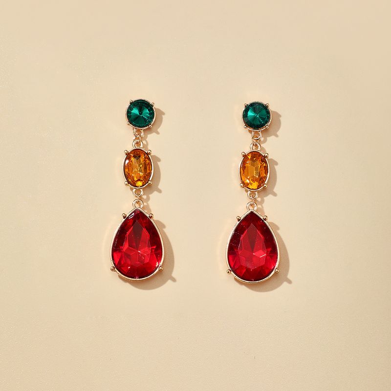 New Retro Baroque Glass Color Diamond Drop Earrings Small Jewelry Earrings Wholesale Nihaojewelry