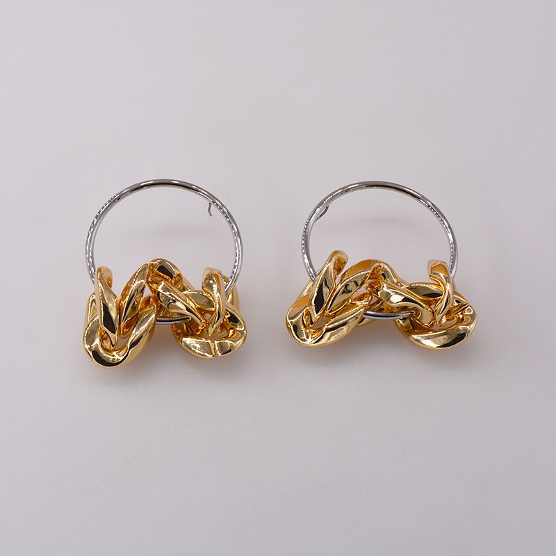 Chaîne Ovale Grand Cercle Boucles D&#39;oreilles Vent Froid Mode Boucles D&#39;oreilles En Gros Nihaojewelry