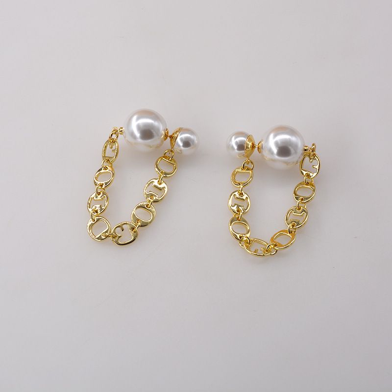 Korean Fashion Simple  Pearl Chain Tassel Long Earrings Wholesale Nihaojewelry