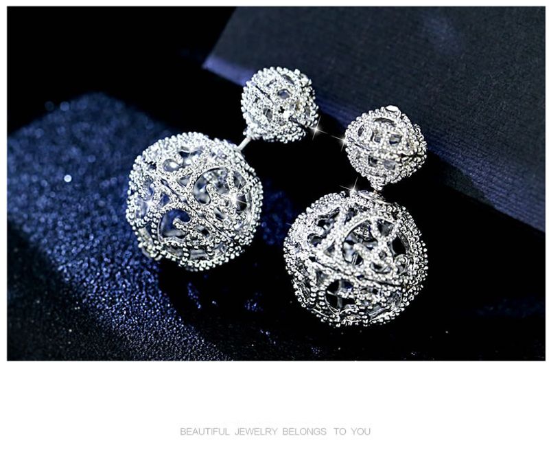 Korean Retro Hollow Ball Double-sided Earrings Popular Exaggerated Fashion Earrings Wholesale Nihaojewelry