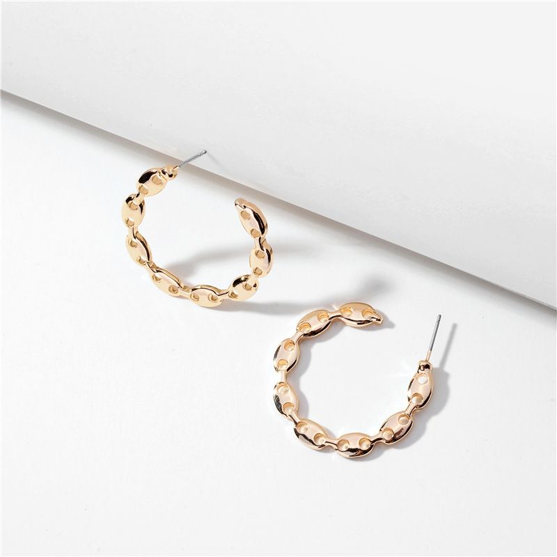 Fashion Simple Style  Geometric Shape Metal Pig Nose Chain Shape Earring Wholesale Nihaojewelry