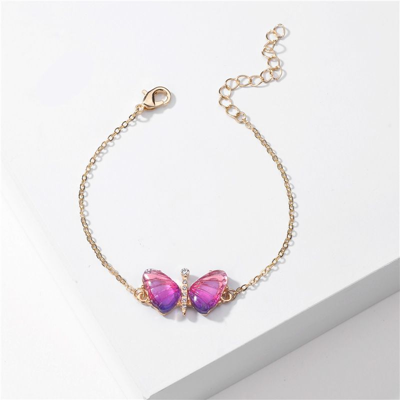 Jewelry Summer Color Transparent Multicolor Acrylic Butterfly Wing Bracelet Bracelet Lady Wholesale Nihaojewelry