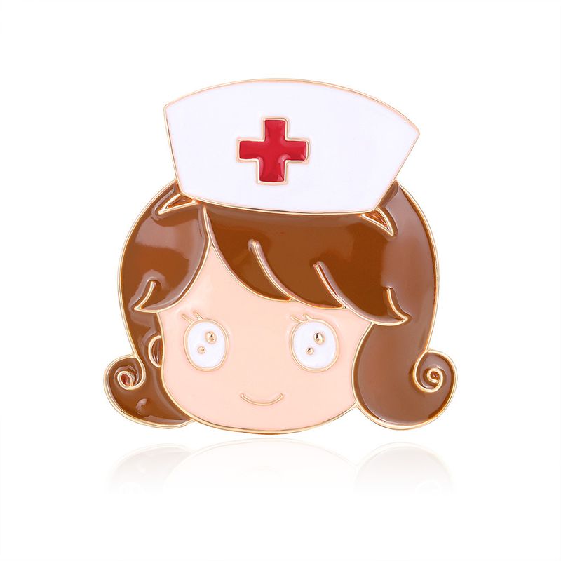 New Hot Fashion Cartoon Brooch Nurse Red Cross Dripping Oil Brooch Wholesale Nihaojewelry