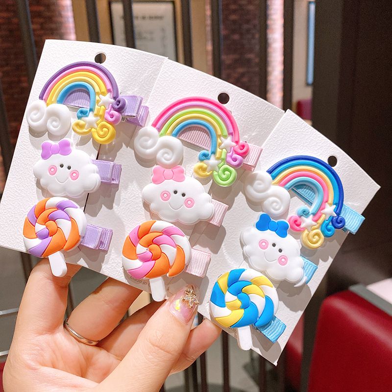 Rainbow Cloud Lollipop Color Horquilla Niños Coreanos Horquilla Linda Niña Niña Bebé Accesorios Para El Cabello Clip