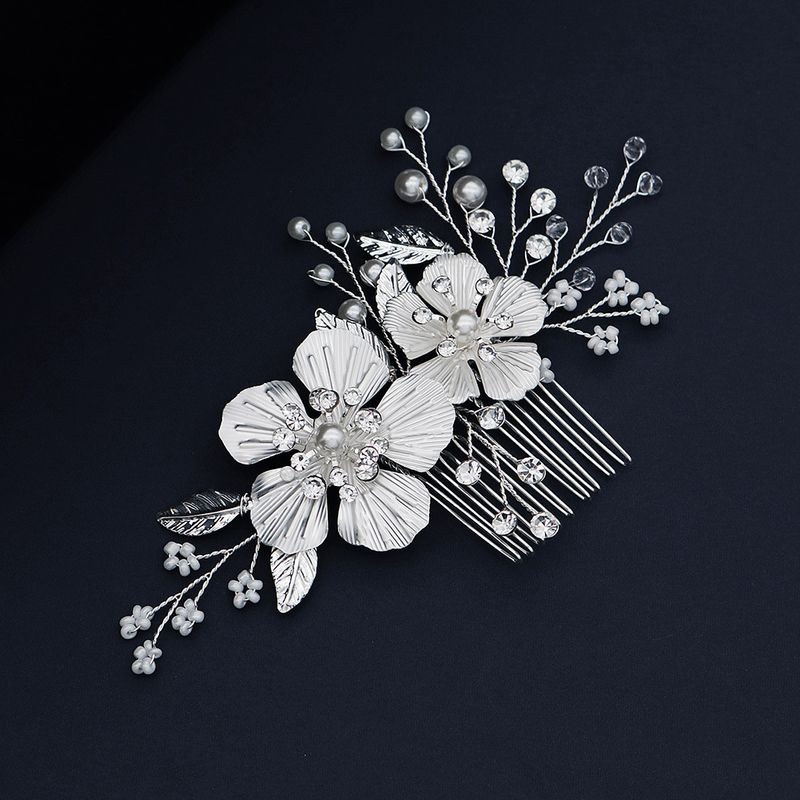 Bridal Jewelry Elegant White Flowers Pearls Combs Hand-beaded Hair Comb Wedding Wholesale Nihaojewelry