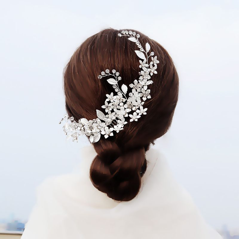Wedding Jewelry Elegant Bride Headdress Copper Flower Hand-inserted Costume Plate Hair Comb Wholesale Nihaojewelry