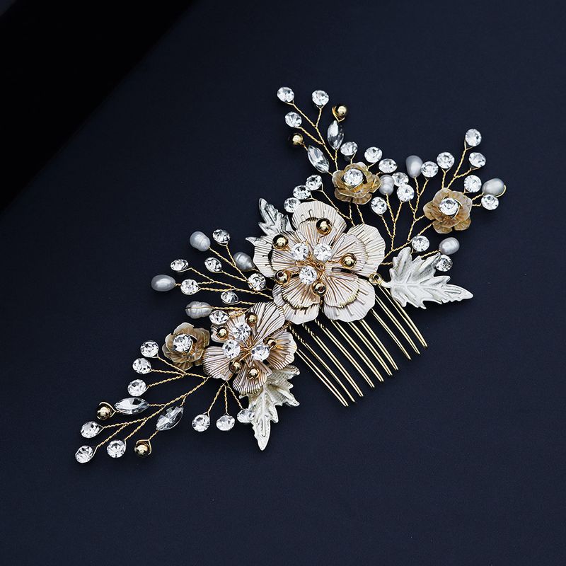Korean Beauty Bride Jewelry Handmade Pearl Headdress Retro Golden Plug Comb Cheongsam Style Wholesale Nihaojewelry