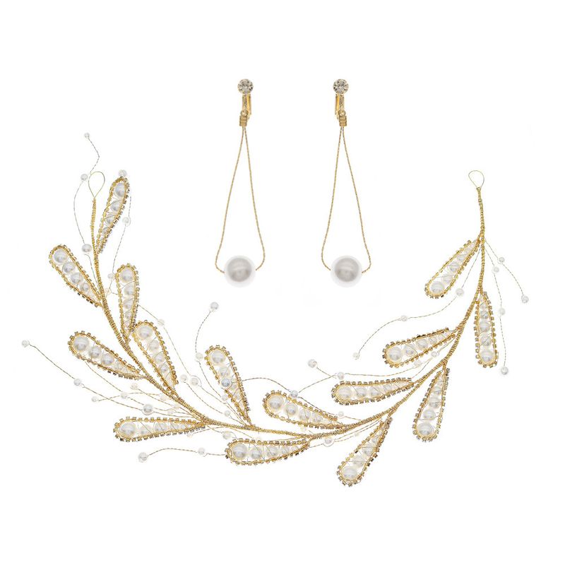 Handmade Pearl Hairband Earrings Set Bridal Studio Photo Hair Accessories Wholesale Nihaojewelry