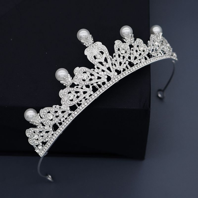 Retro Pearl Crown Alloy Rhinestone Hollow Hair Accessories Bridal Jewelry Wholesale Nihaojewelry