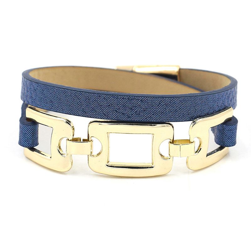 New Fashion Double Circle Non-standard Alloy Environmental Protection Pu Leather Magnetic Buckle Bracelet Multicolor Wholesale Nihaojewelry