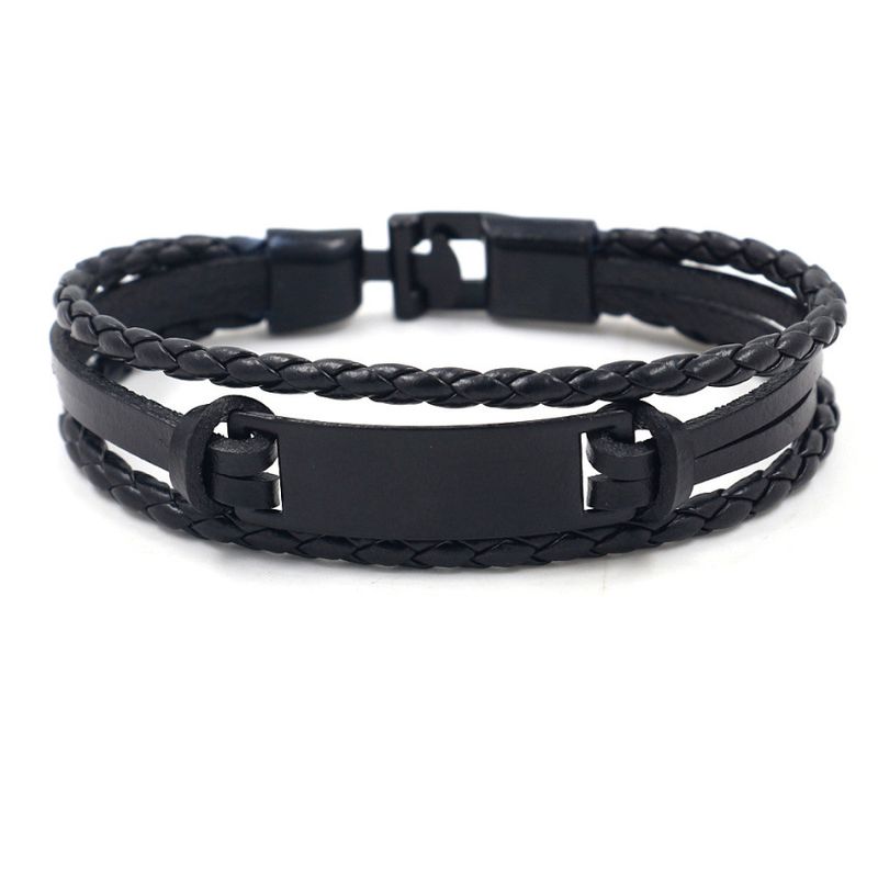 Hip-hop Style Jewelry Swimming Black Alloy Leather Bracelet Fashion Men's Woven Bracelet Wholesale Nihaojewelry