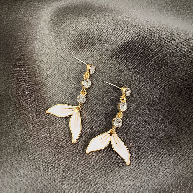 Boucles D&#39;oreilles En Strass Exquis De Haute Qualité Longues Boucles D&#39;oreilles En Queue De Poisson Nouvelle Vague 925 Aiguille En Argent En Gros Nihaojewelry