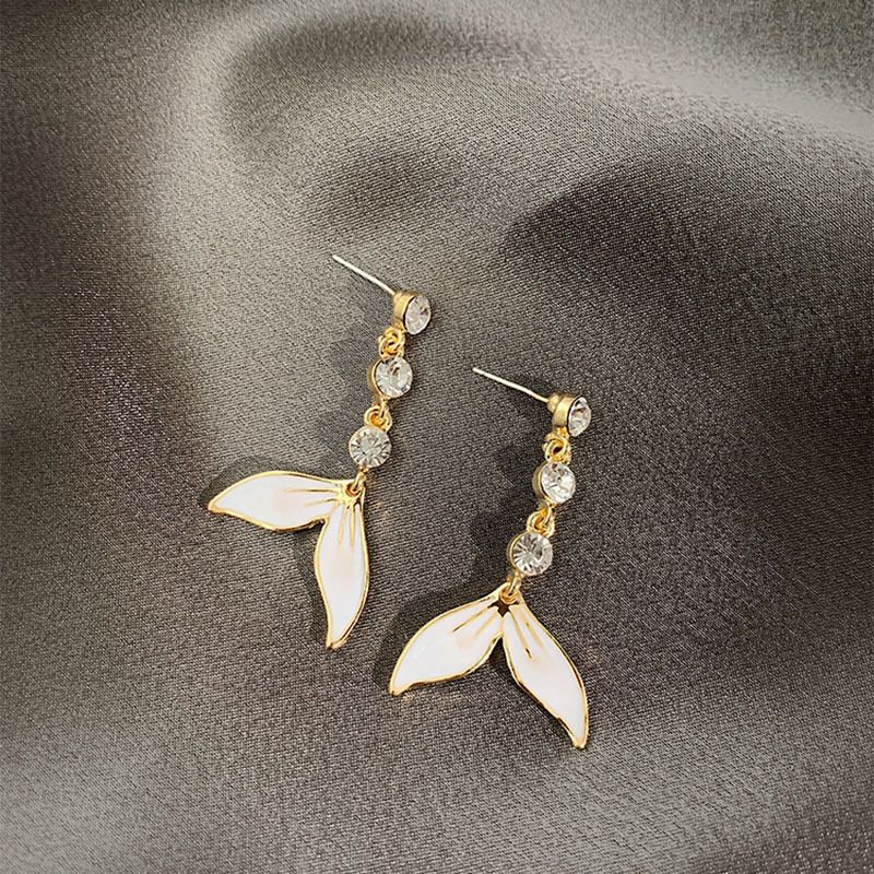 High-grade Exquisite Rhinestone Earrings Long Fishtail Earrings New Wave 925 Silver Needle Wholesale Nihaojewelry