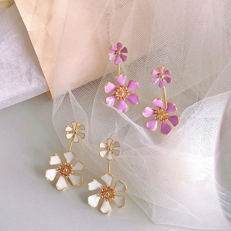 New Wave Korean Fashion Ear Jewelry Summer Flower Silver Needle Earrings Wholesale Nihaojewelry