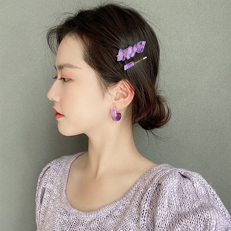 Mode Simple Raisin Violet Boucles D&#39;oreilles En Forme De C Boucles D&#39;oreilles En Résine En Gros Nihaojewelry