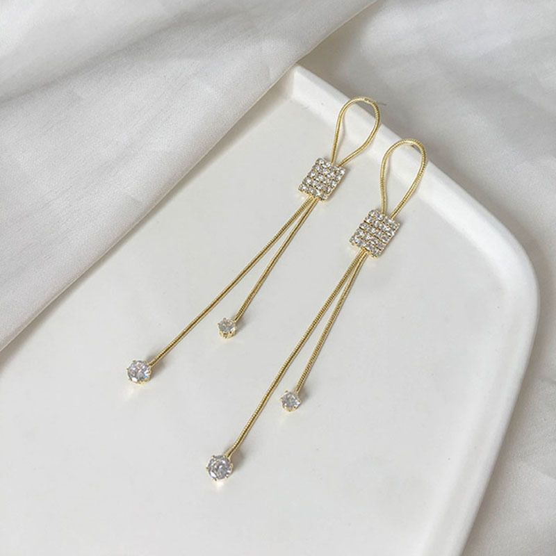 925 Silver Needle Geometric Design New Wave Korean Long Tassel Earrings Wholesale Nihaojewelry