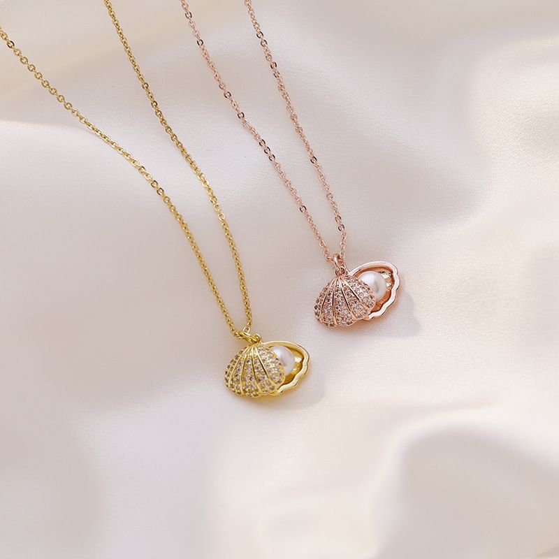 Collier De Perles De Coquille Simple Chaîne De Clavicule Haute Sensibilité Lumière Pendentif De Luxe En Gros Nihaojewelry
