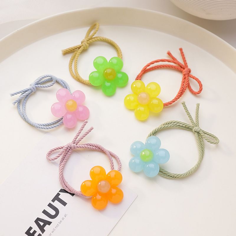 Korean Hair Scrunchies Simple And Lovely Five-color Petal Hair Circle Tie Hair Rope Ball Head Adult Hair Circle Wholesale Nihaojewelry