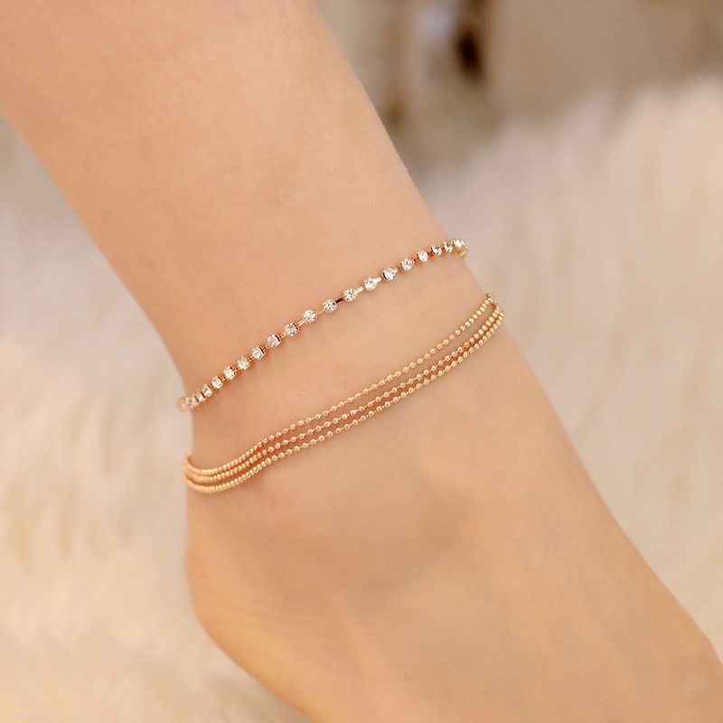 New Jewelry Hot Sale Footwear Summer Fashion Claw Chain Rhinestone Multi-layer Four-layer Anklet Wholesale Nihaojewelry