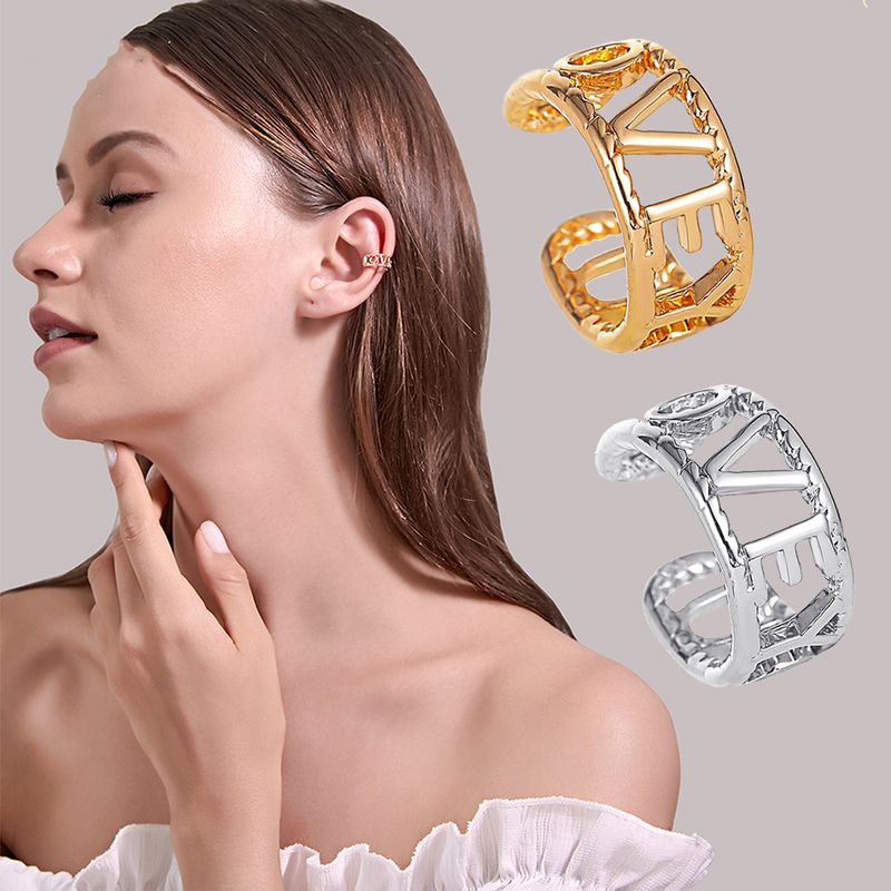 New Product Simple Letter Hollow Letter Love You Ear Bone Clip Without Pierced Earrings Wholesale Nihaojewelry