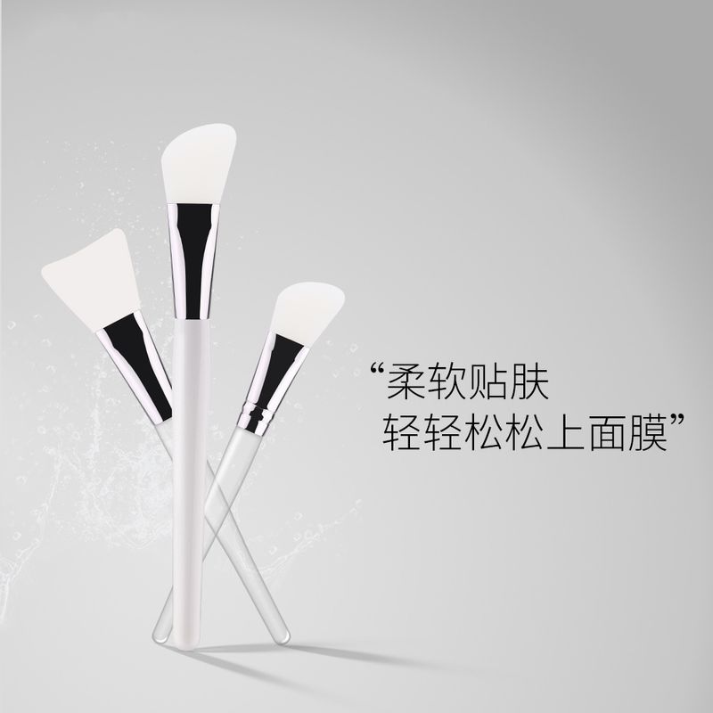 Zhuoerya Beauty Makeup Weiße Silikon Gesichts Maske Bürste Transparenter Griff Weiche Schräge Kopf Maske Werkzeug Make-up Pinsel