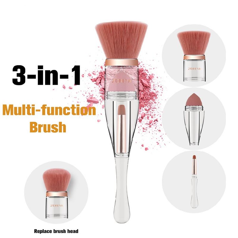 Recommends New Makeup Brush Multifunctional Hot Sale Acrylic Makeup Brush 3in1 Powder Brush Wholesale Nihaojewelry