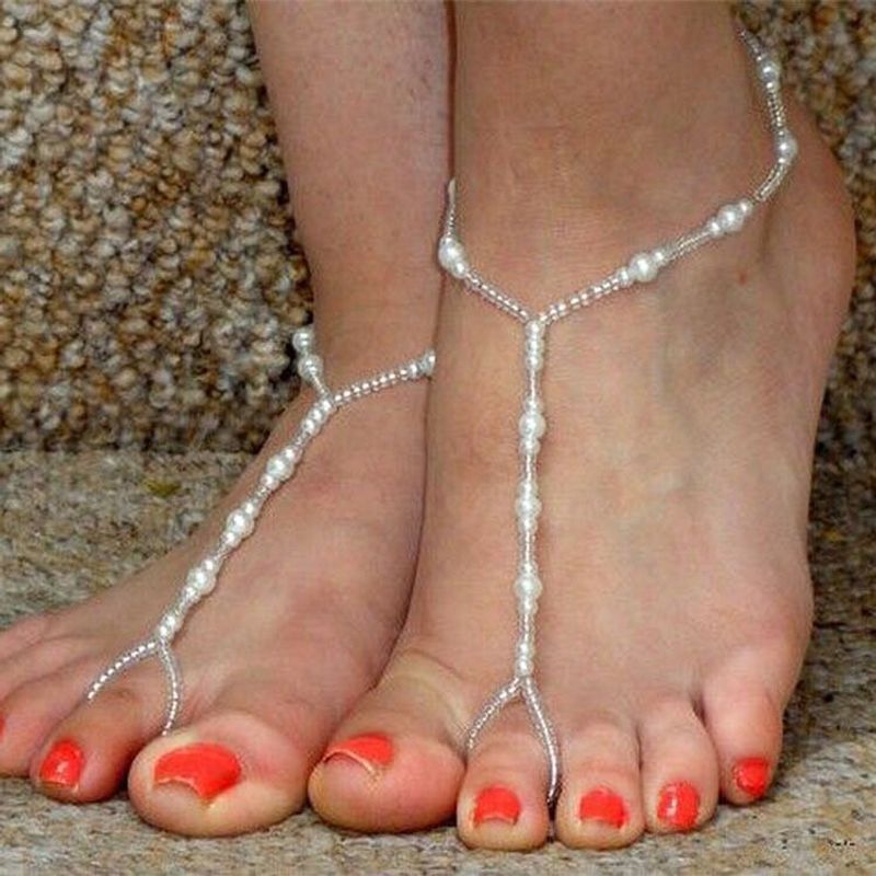 Fashion Simple And Versatile Rice Pearl Pearl Anklet Wholesale Nihaojewelry