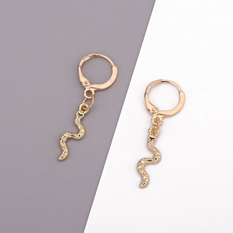 Punk Curved Snake Pendant Ear Ring New Gothic Animal Earrings Ear Buckle Wholesale Nihaojewelry