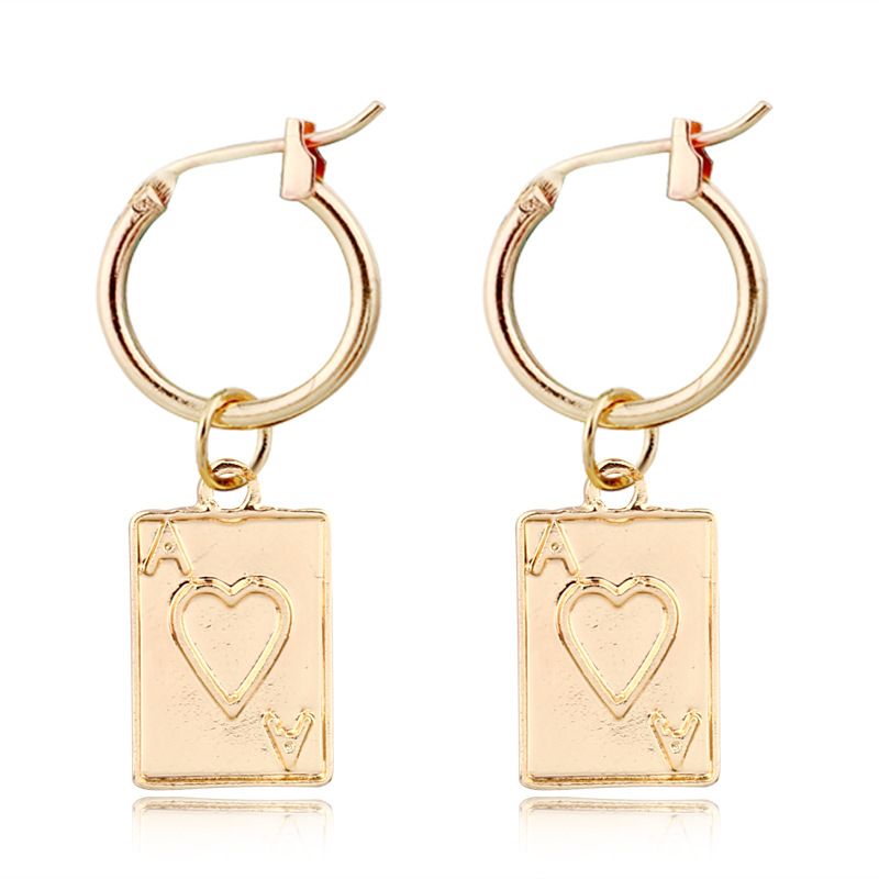 New Trend Creative Jewelry Unique Alloy Earrings Lucky Card Pendant Ear Ring Wholesale Nihaojewelry
