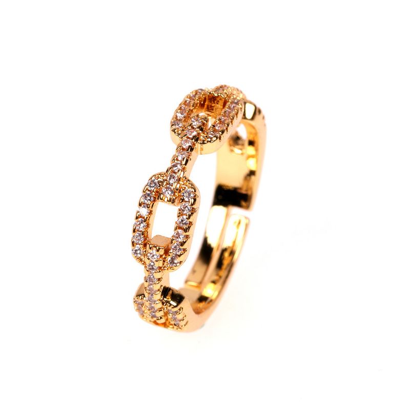 New Ring 8 Word Ring Chain Ring Buckle Ring Joint Ring Fashion Personality Zircon Index Finger Ring Wholesale Nihaojewelry
