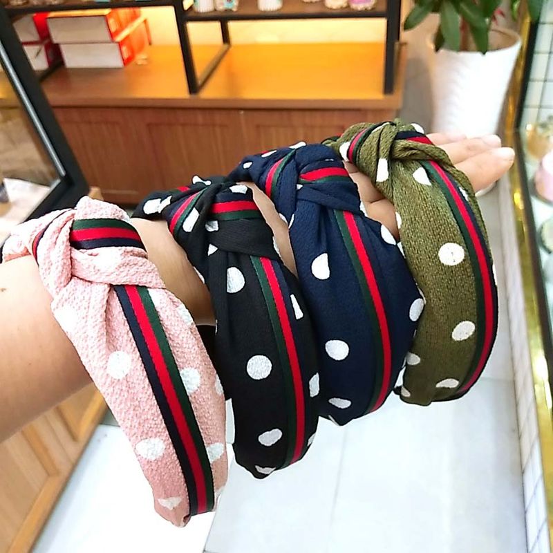 South Korea's New Wide-angle Wave Point Knotted Headband Striped Webbing Twisted Adult Hair Accessories Wholesale Nihaojewelry