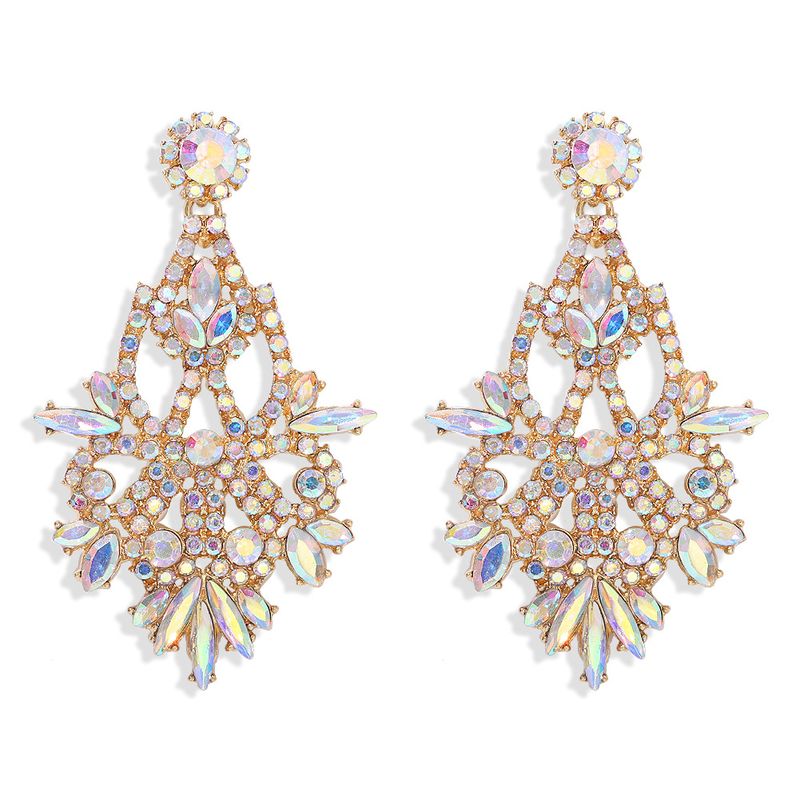 Fashion Full Diamond Acrylic Earrings Luxury Irregular Geometric Wild Earrings