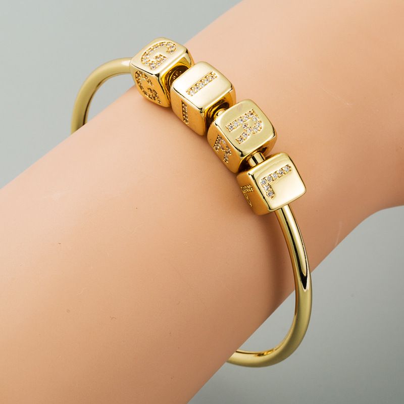 Bracelet  Europäische Und Amerikanische Mode 26 Buchstaben Armband Weibliche Messing Mikro Eingelegte Zirkon Diy Armband Armband