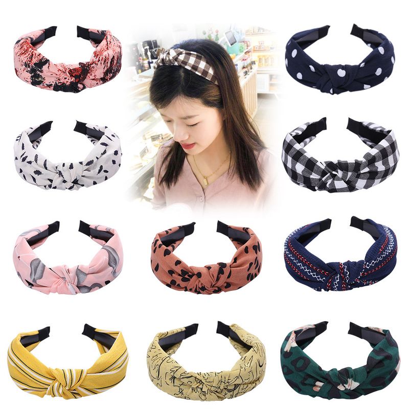 Wide-brimmed Fabric Knotted Hair Hoop Korean Simple Toothed Non-slip Hairpin Wild Wave Dot Hair Accessories Ladies Wholesale Nihaojewelry