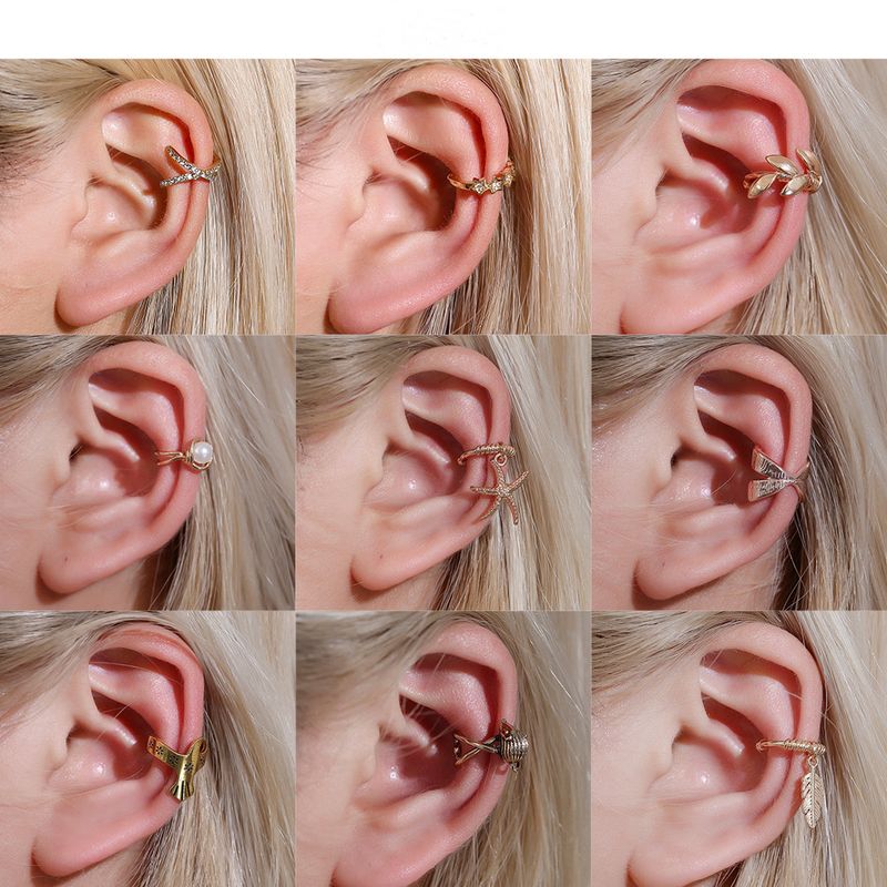 Ear Cuff Retro C-shaped Ear Clip Leaf Ear Bone Clip Cartilage U-shaped Earrings Wholesale Nihaojewelry