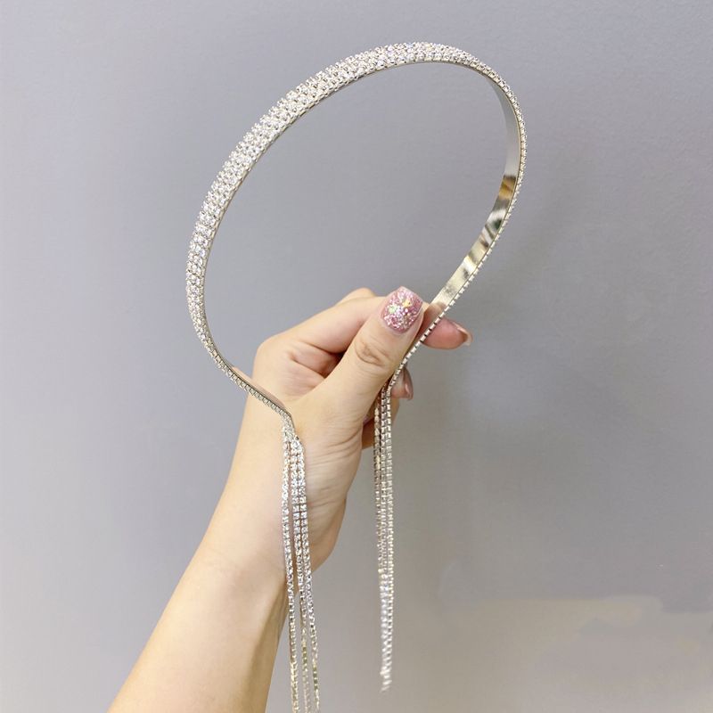 Vintage Rhinestone Headband Korean Tassel Steel Ring Baroque Bride Thin Headband Princess Girl Hair Cave Wholesale Nihaojewelry